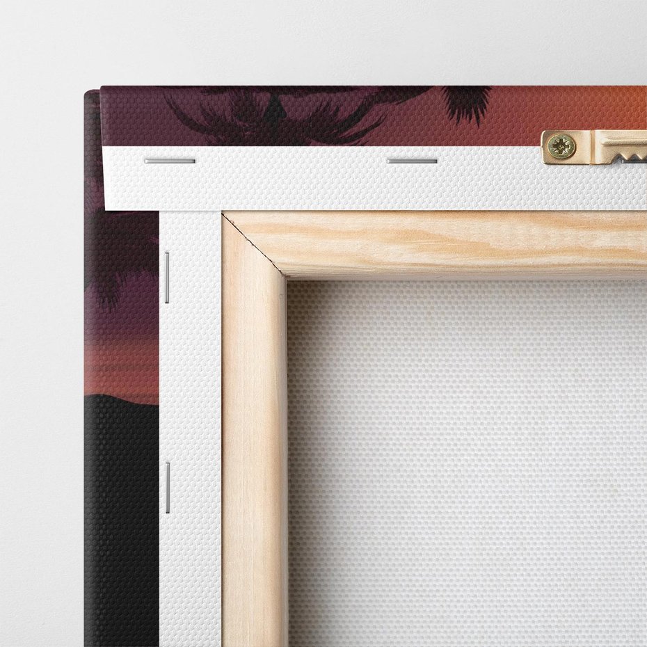 Obraz na płótnie 100x70 - Zachód słońca - Palmy nad morzem - zachód słońca, palmy