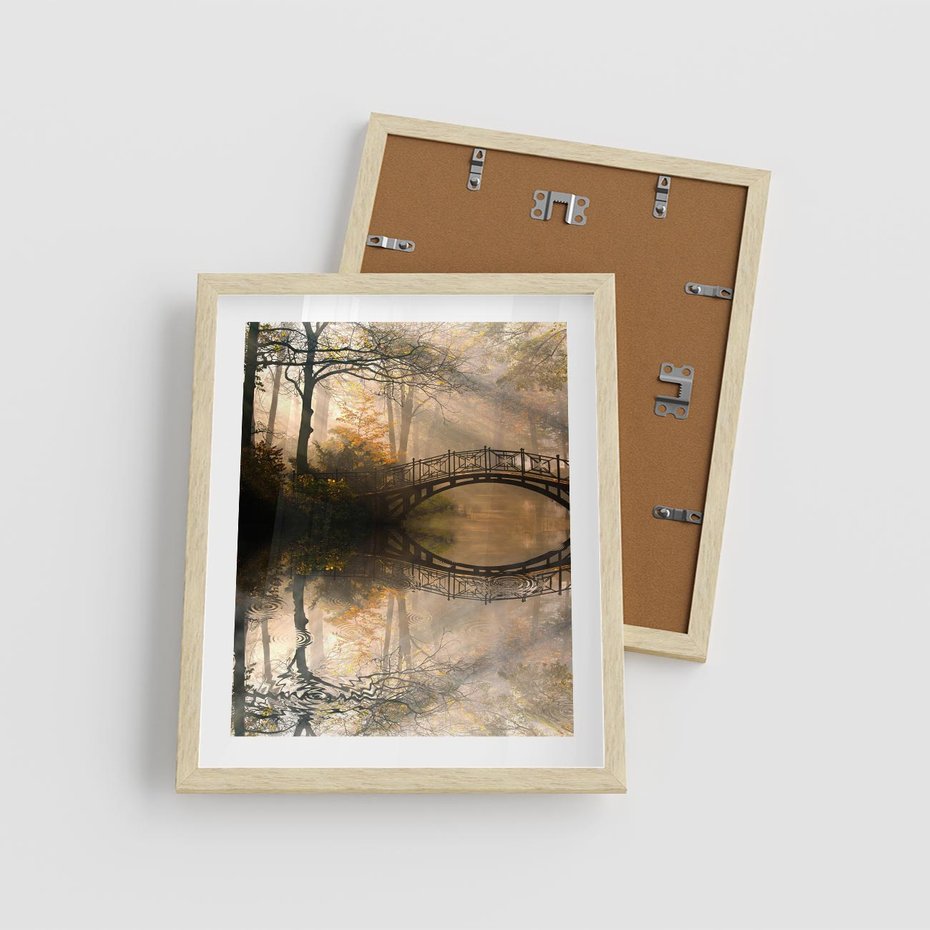 Plakat w ramie 40x50 - Romantyczny Mostek - mostek, romantyczny - rama drewno