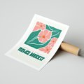 Plakat bez ramy 30x40 - Retro Inspiracja - minimalistyczna kwiatowa kompozycja, pastelowe kolory