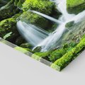 Obraz na płótnie 70x50 - Spokojny wodospad w lesie nad rzeką - wodospad, las