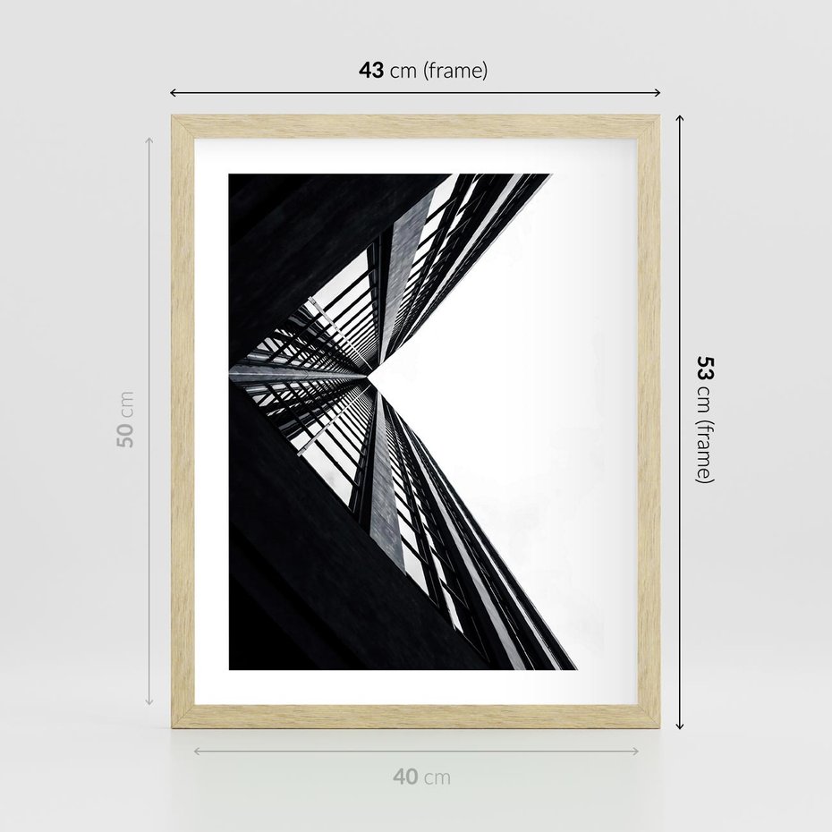 Plakat w ramie 40x50 - Nowoczesność w Linii - architektura, proste linie - rama drewno