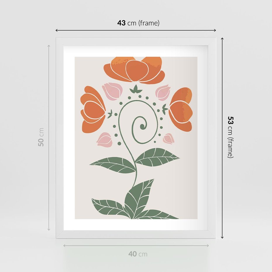 Plakat w ramie 40x50 - Migocące Kształty Kwiatów - kwiaty polne, plakat - rama biała
