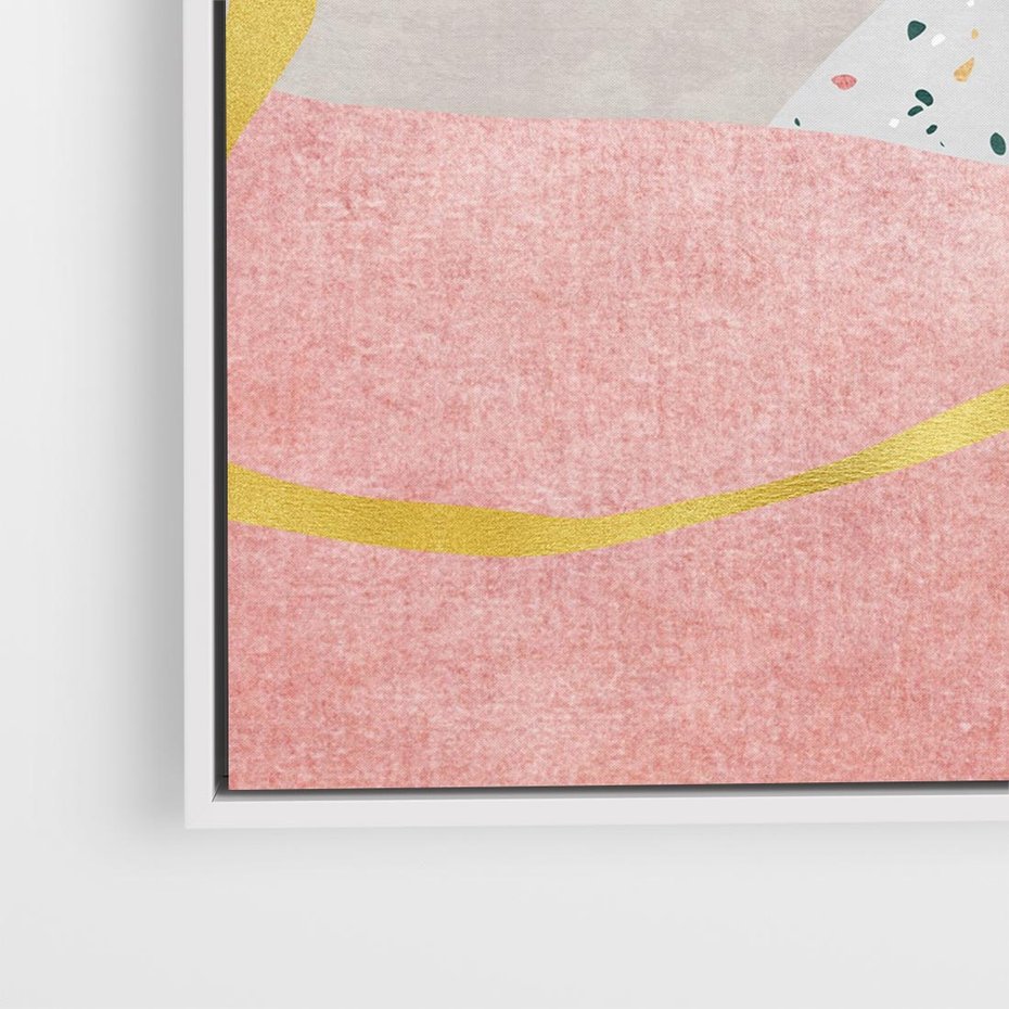 Obraz w ramie 50x50 - Ekspresja w ruchu pędzla - abstrakcja, połączenie kształtów - rama biała