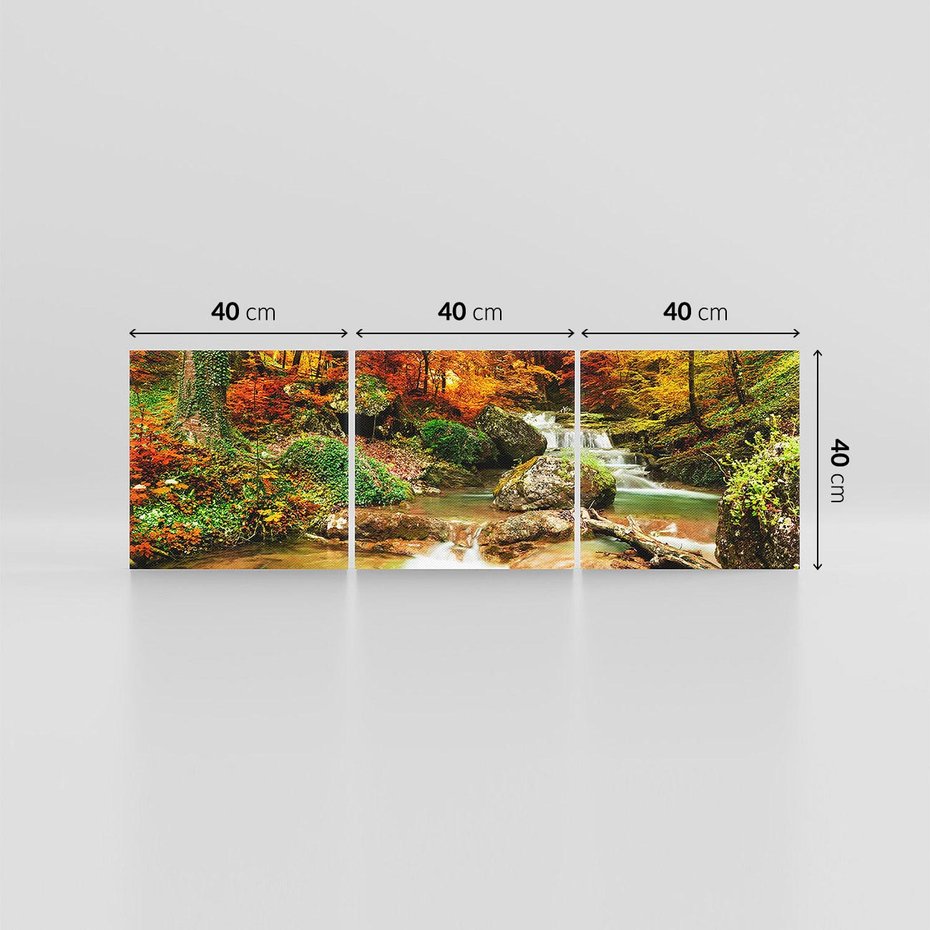 Obraz na płótnie 120x40 - Idylliczny las z bujnym strumykiem - las, drzewa