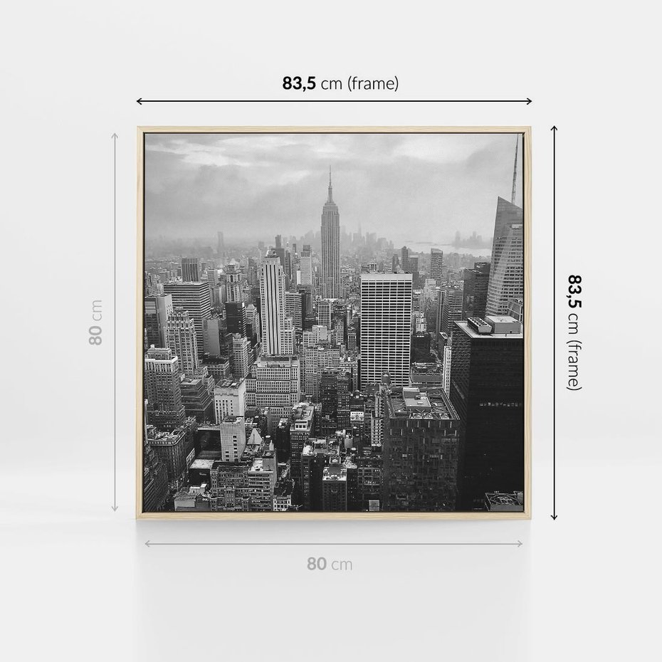 Obraz w ramie 80x80 - Majestatyczne Wysokości - Nowy Jork, wieżowce - rama drewno