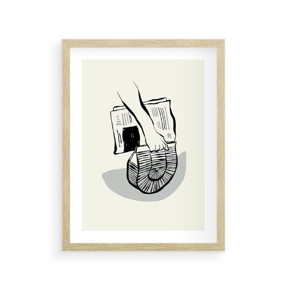 Plakat w ramie 30x40 - Szkicowe Gazetowe Inspiracje - grafika, szkic - rama drewno