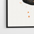 Obraz w ramie 70x100 - Impulsy Kreatywności - abstrakcyjna czarna plama, rozsiane pomarańczowe kropki - rama czarna