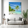 Obraz na płótnie 70x70 - Raj na Malediwach: plaża, morze i palmy - Malediwy, plaża