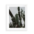 Plakat w ramie 40x50 - Boho oaza wśród kaktusów - kaktusy, pustynia - rama biała