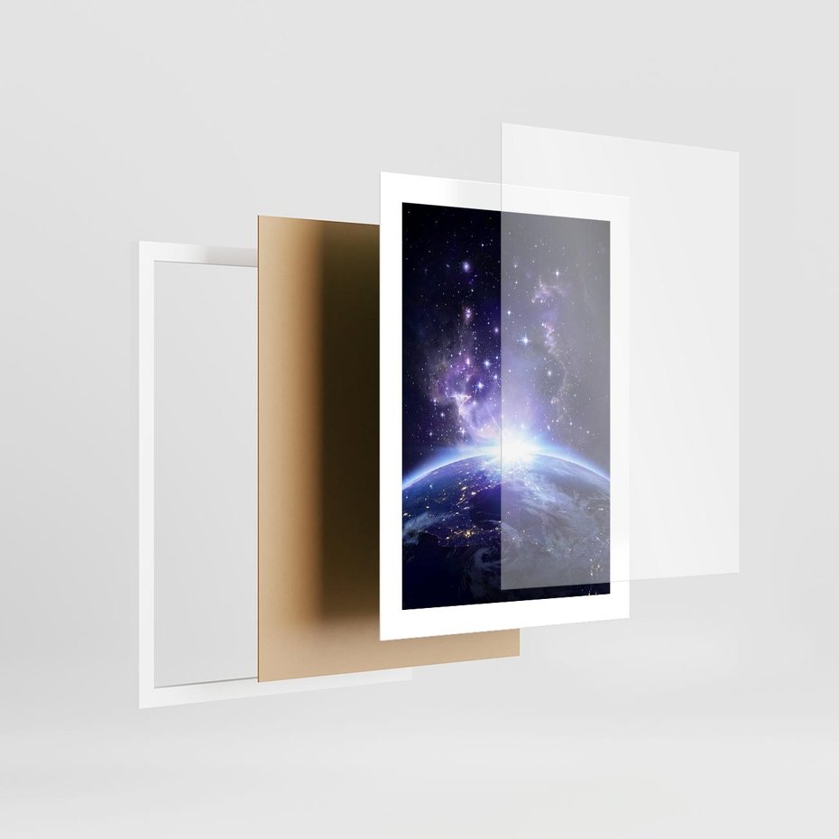 Plakat w ramie 30x40 - Podróż w kosmiczną przestrzeń - kosmos, ziemia - rama biała