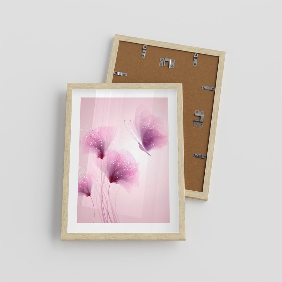 Plakat w ramie 30x40 - Akwarelowe Kwiaty w Pastelach - kwiaty, akwarelowe - rama drewno