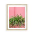 Plakat w ramie 40x50 - Fotografia Rośliny z Różowym Tłem - fotografia, zielona roślina na tle różwj ściany - rama drewno