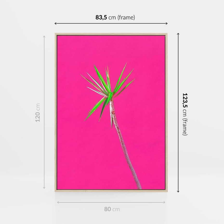 Obraz w ramie 80x120 - Retro Stylizacja - palma, liście - rama drewno