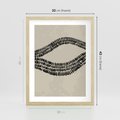 Plakat w ramie 30x40 - Kontury Ewolucji Materii - boho plakat, czarne kropki kreski - rama drewno
