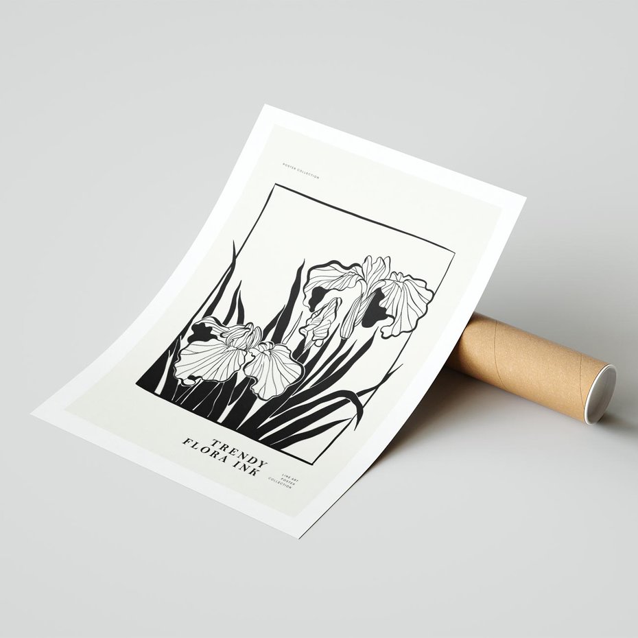 Plakat bez ramy 21x30 - Spojrzenia na szkicowaną przeszłość - kwiaty, typografia