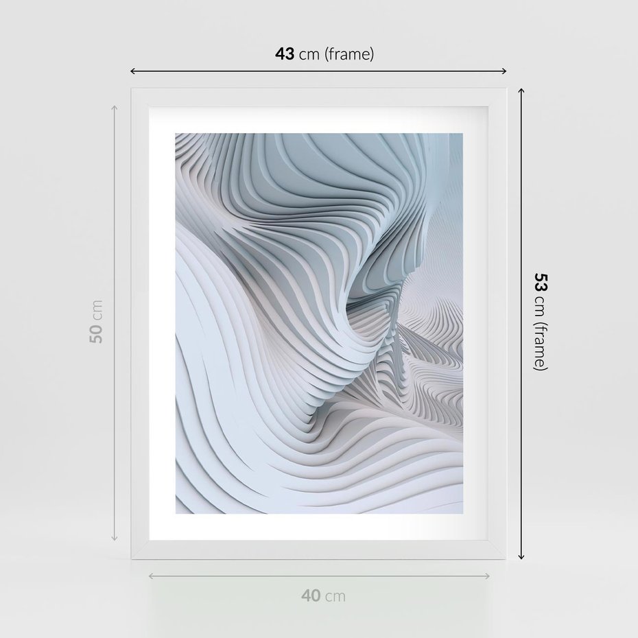 Plakat w ramie 40x50 - Abstrakcyjne Przestrzenie - geometria, 3D - rama biała