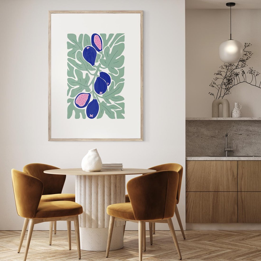 Plakat w ramie 40x50 - Figi Fioletu - figi, sztuka nowoczesna - rama drewno