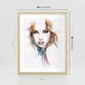 Plakat w ramie 40x50 - Abstrakcyjny portret kobiecy - grafika, kobieta - rama drewno
