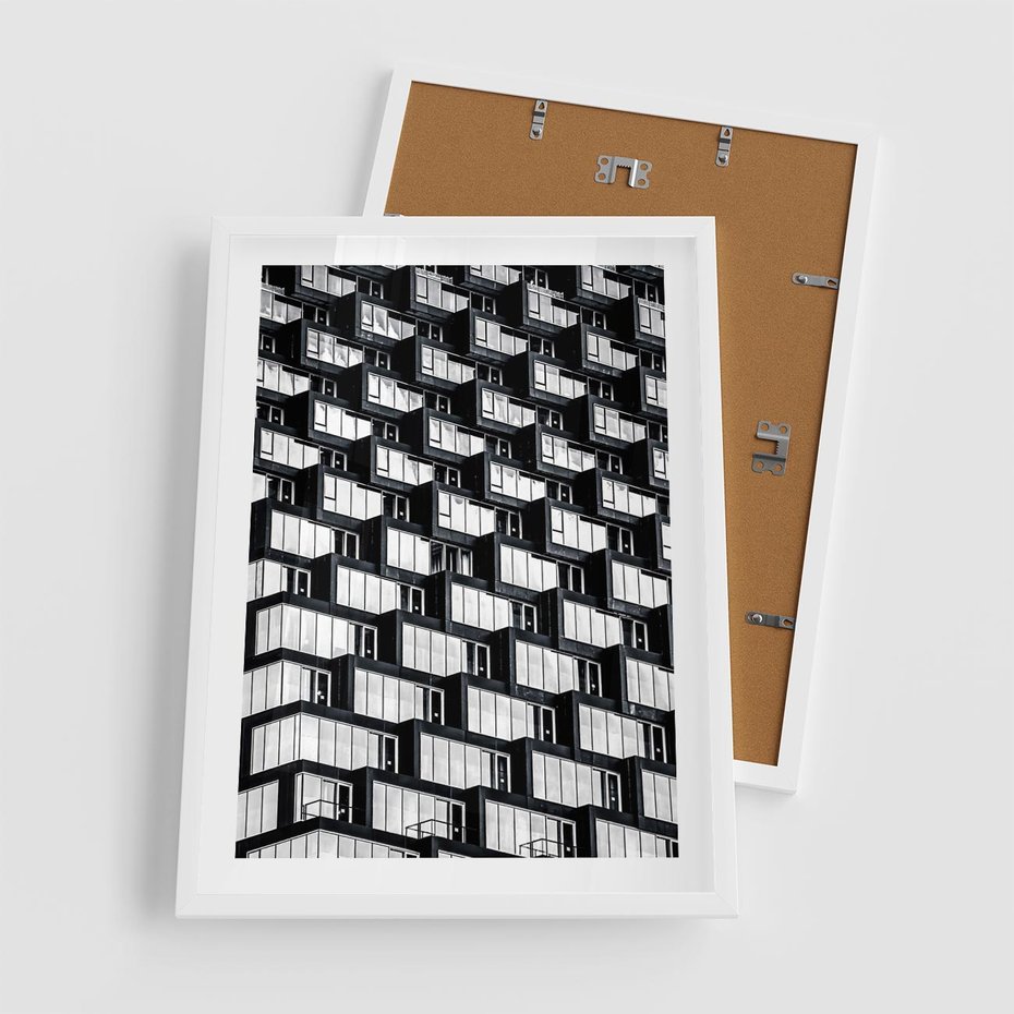 Plakat w ramie 50x70 - Elegancja Wysokości - architektura, wieżowiec - rama biała