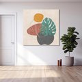 Obraz na płótnie 60x60 - Akwarelowa Magia Liści - grafika, styl mid century