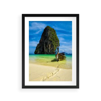 Plakat w ramie 30x40 - Łódź nad Morzem - łodź, morze - rama czarna