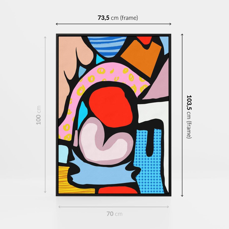 Obraz w ramie 70x100 - Czarny Komiks - abstrakcyjne formy, komiksowy styl - rama czarna