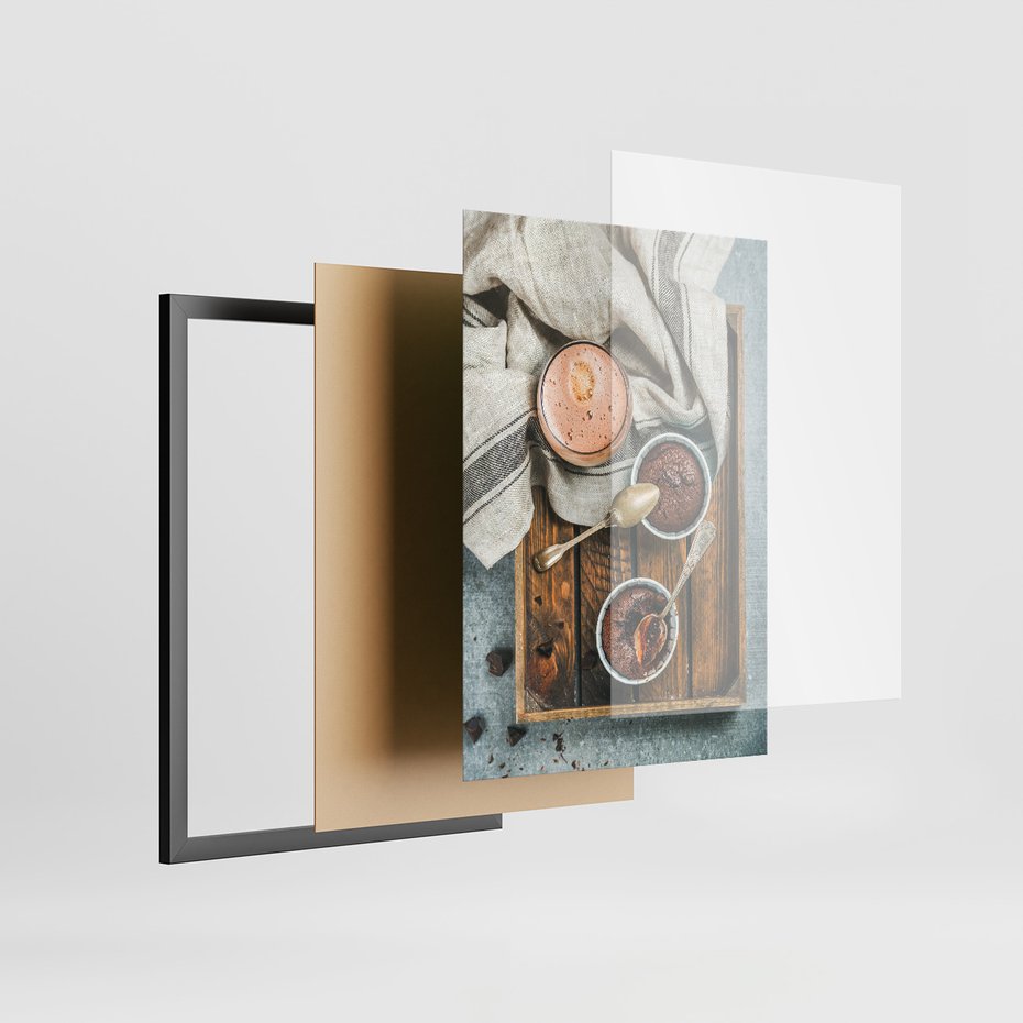 Zestaw obrazy w ramie 50x70 galeria - Kawa, napis, typografia, do, kuchni, kawiarni - rama czarna
