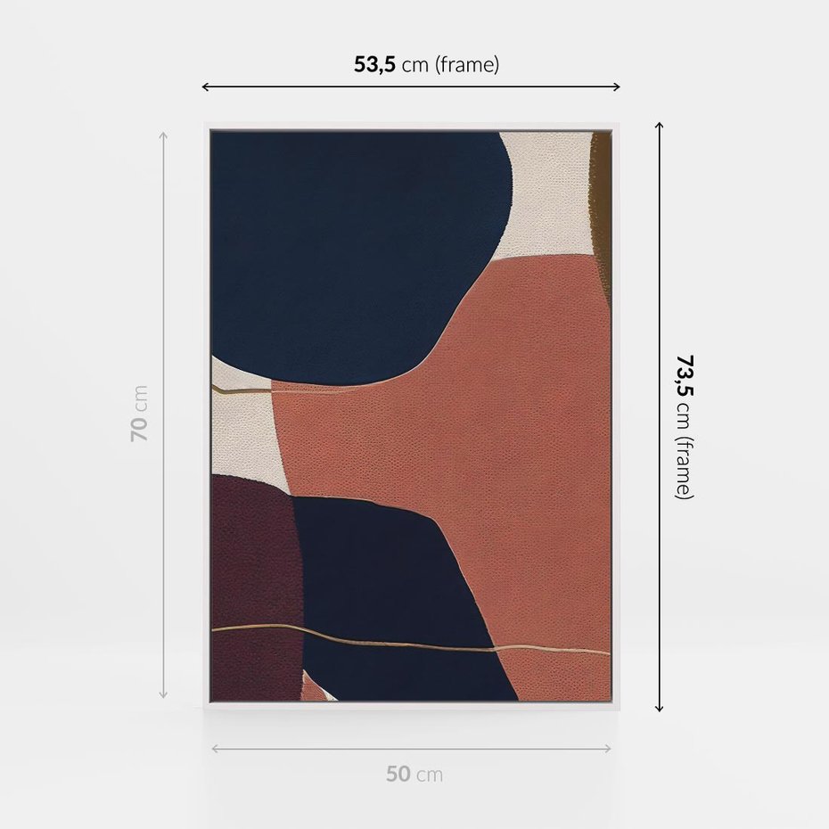 Obraz w ramie 50x70 - Abstrakt Marsala - nieregularne plamy, kształty - rama biała