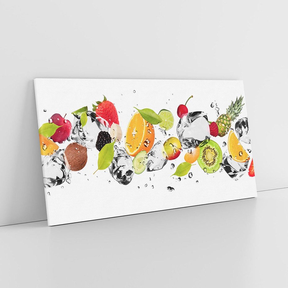 Obraz na płótnie 120x60 - Świeżość letnich owoców - woda, owoce