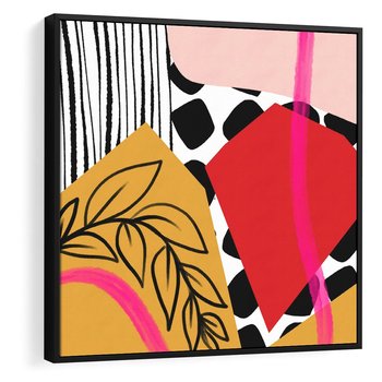 Obraz w ramie 50x50 - Wnętrza Form - abstrakcyjna kompozycja, różne tekstury - rama czarna