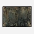 Obraz w ramie 70x50 - Światło w mroku duszy - liście traw, mroczny klimat - rama czarna