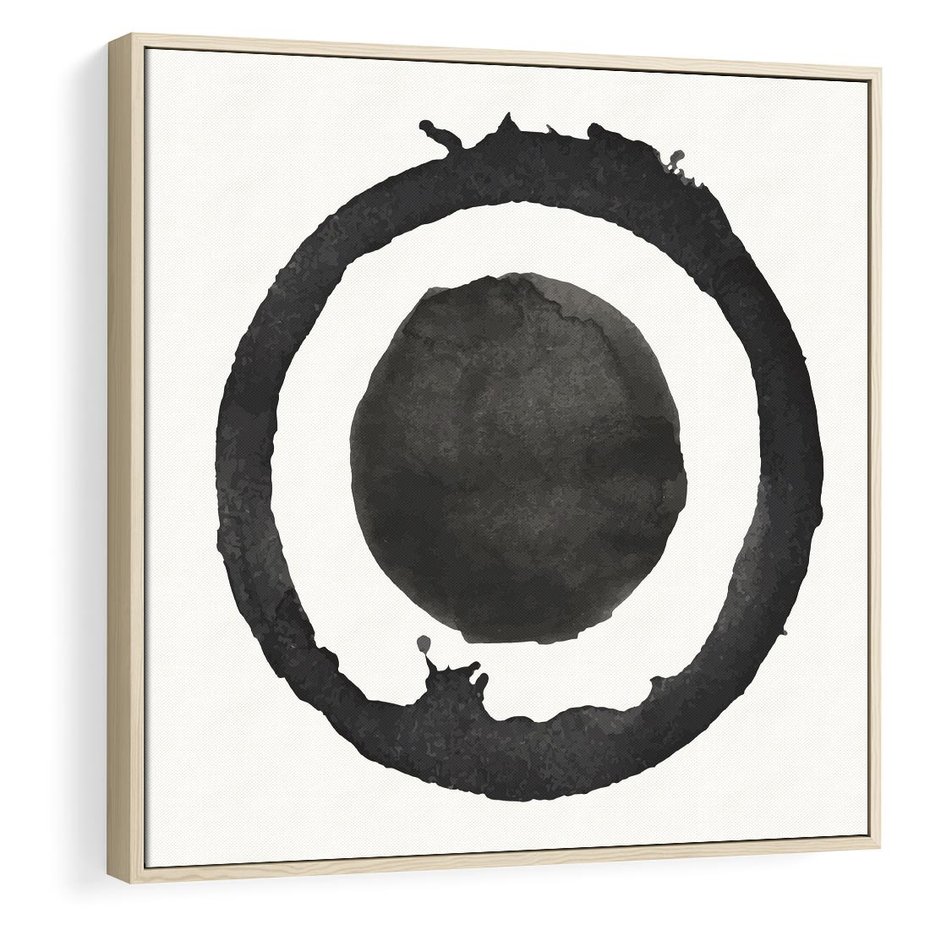 Obraz w ramie 50x50 - Harmonijne Emocje - abstrakcyjne plamy okręgi, akwarelowe - rama drewno
