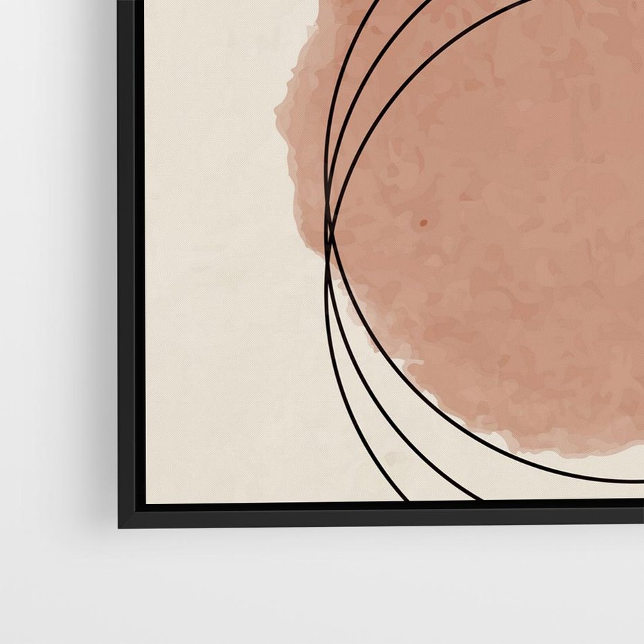 Obraz w ramie 50x50 - Migotliwe Kontury - akwarelowa plama, geometryczne szkicowane kształty - rama czarna