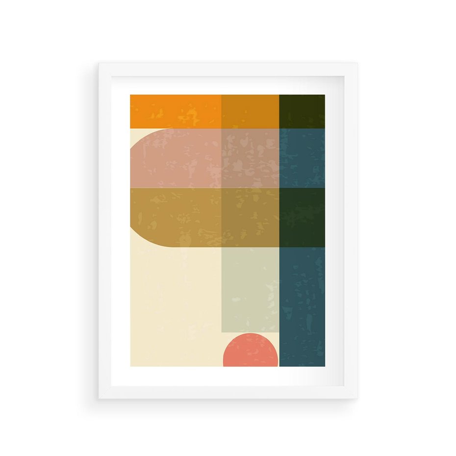 Plakat w ramie 30x40 - Geometryczna Grafika na Plakacie - geometryczna nowoczesna grafika, minimalizm - rama biała