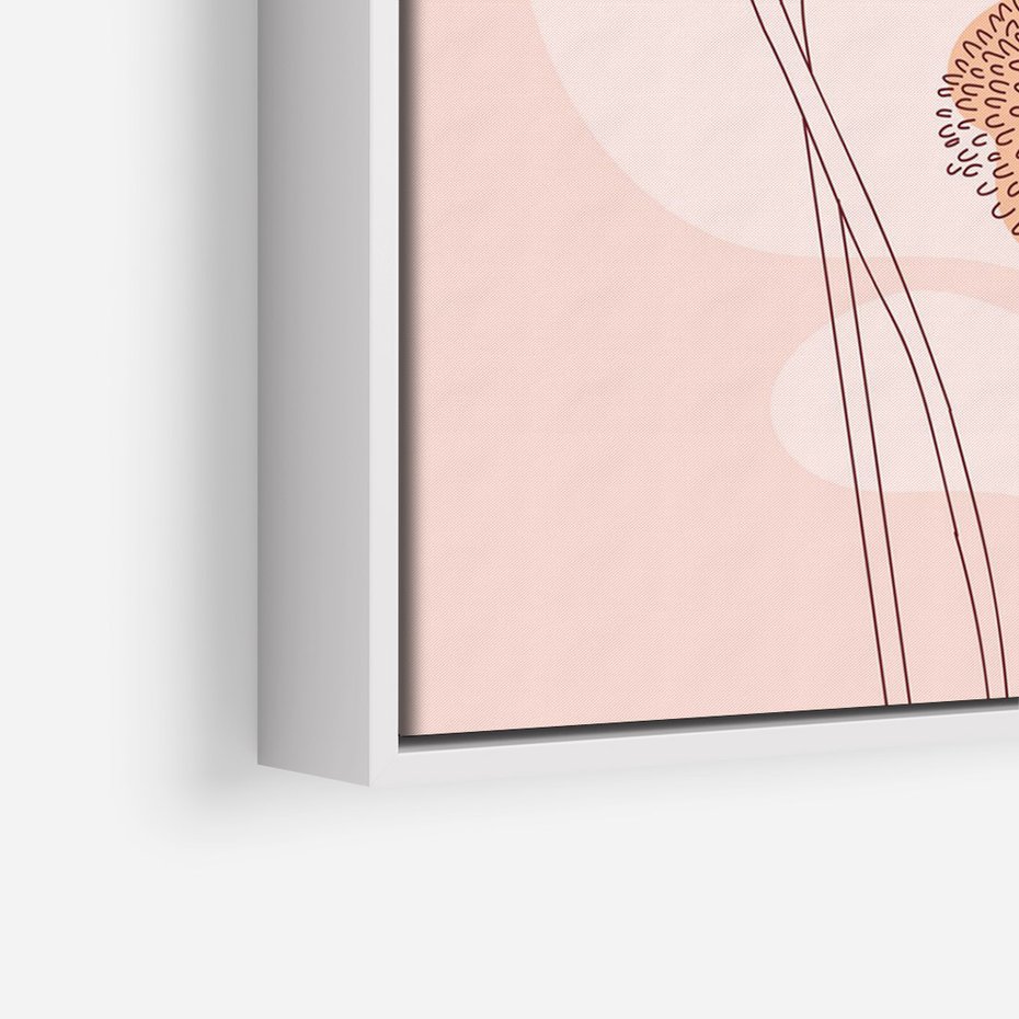 Obraz w ramie 80x120 - Rozkwitające Emocje - minimalistyczny plakat, pudrowe kwiaty - rama biała