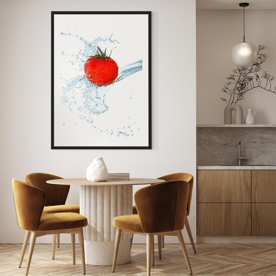 Plakat w ramie 50x70 - Apetyczna KuchniaNowoczesna Ekspresja - pomidor, jedzenie - rama czarna