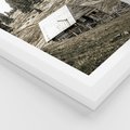 Plakat w ramie 40x50 - Ustronne Chatki w Górach - rustykalne domki w górach, sepia - rama biała