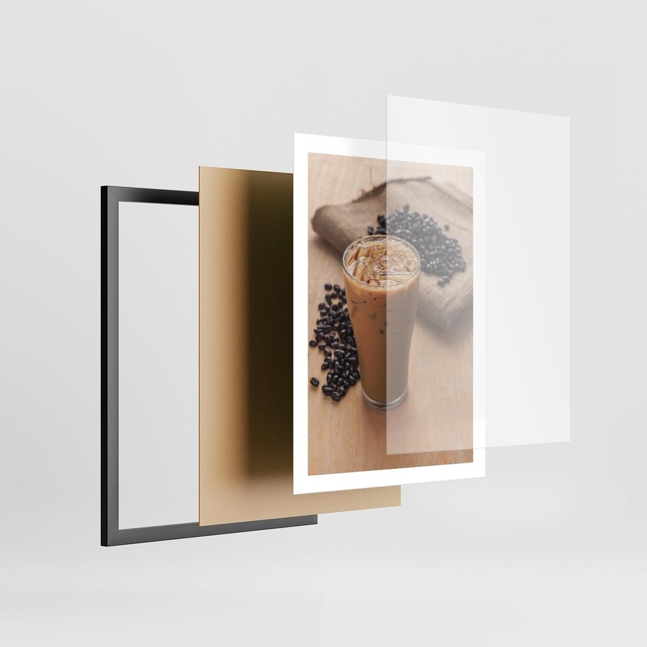 Plakat w ramie 50x70 - Kawa ice coffee: orzeźwiający napój - kawa, ice - rama czarna