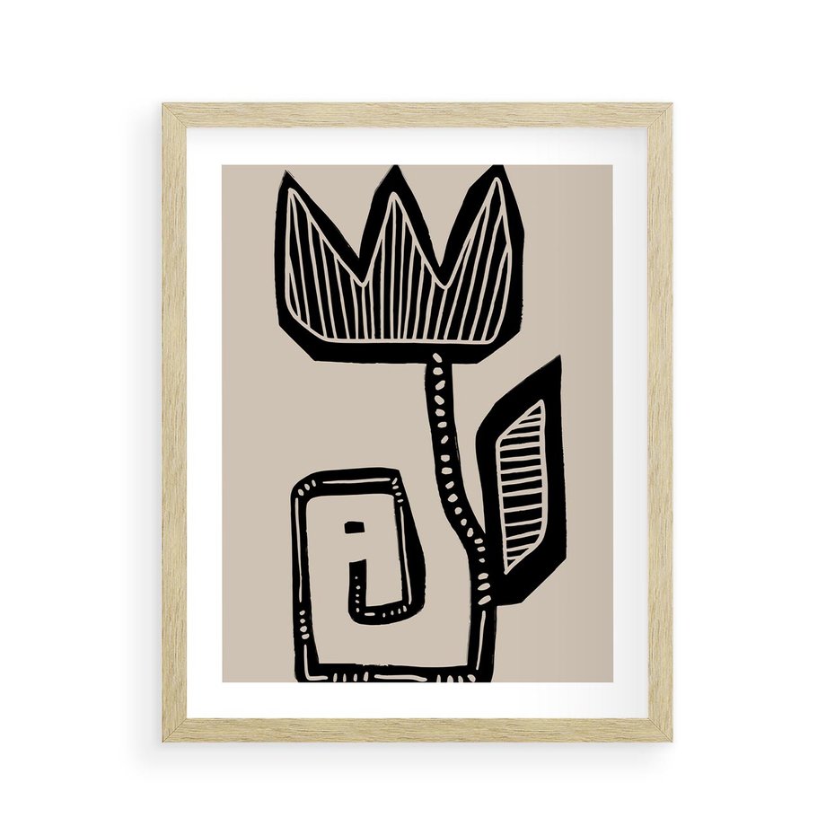 Plakat w ramie 40x50 - Migotliwa Symfonia Kwiatu - kwiat, nowoczesna grafika - rama drewno