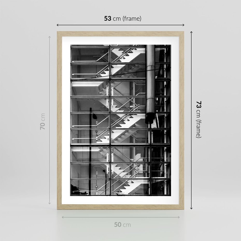 Plakat w ramie 50x70 - Schody do architektonicznej przestrzeni - schody, architektura - rama drewno