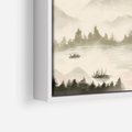 Obraz w ramie 80x80 - Przyroda Japonii - japońska akwarela, góry - rama biała