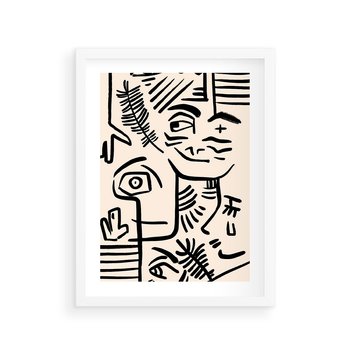 Plakat w ramie 30x40 - Ekspresyjne Odbicia Współczesności - abstrakcyjna grafika, minimalizm - rama biała