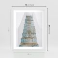 Plakat w ramie 40x50 - Niebieskie Schody Santorini - stare kamienne schody, niebieskie schody - rama biała