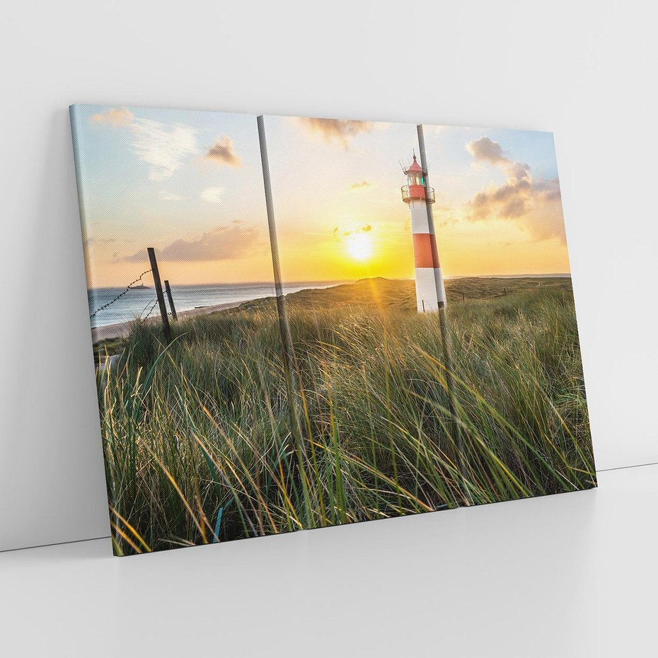 Obraz na płótnie 120x80 - Magia latarni przy zachodzie - latarnia, zachód