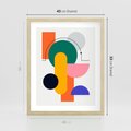 Plakat w ramie 40x50 - Harmonijne Przenikanie Form - nowoczesna sztuka, geometryczna kolorowa grafika - rama drewno