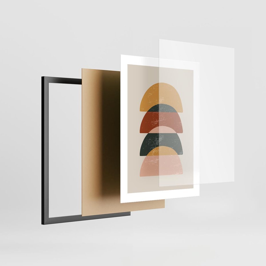 Plakat w ramie 30x40 - Energetyczne Wzory - nowoczesny plakat, abstrakcyjne kształty - rama czarna