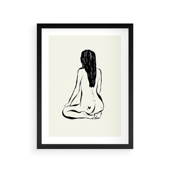 Plakat w ramie 50x70 - Minimalistyczna Piękność: Kobieta w Sztuce - grafika minimalizm, rysunek kobiety - rama czarna