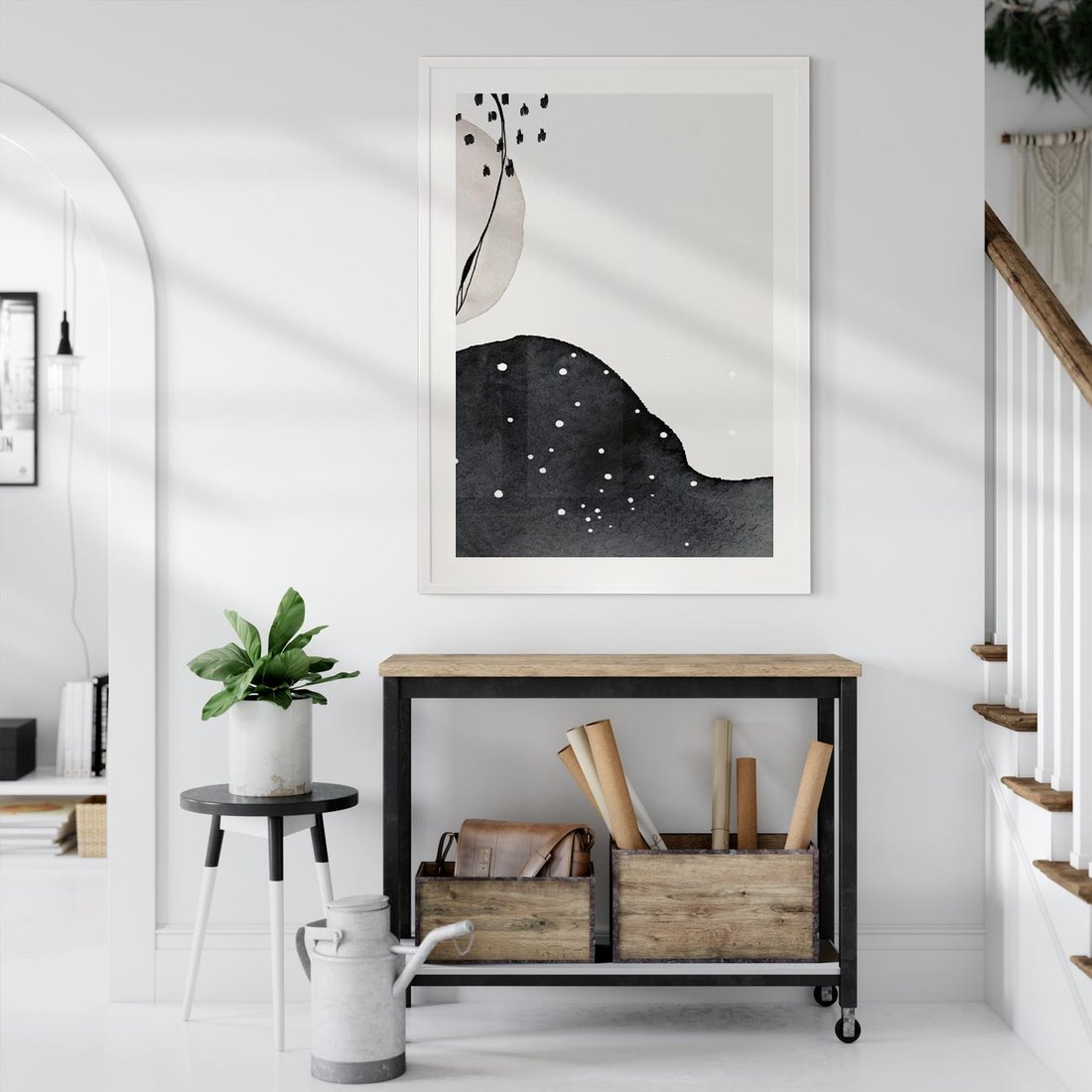 Plakat bez ramy 40x50 - Szara Abstrakcja - abstrakcja, akwarela