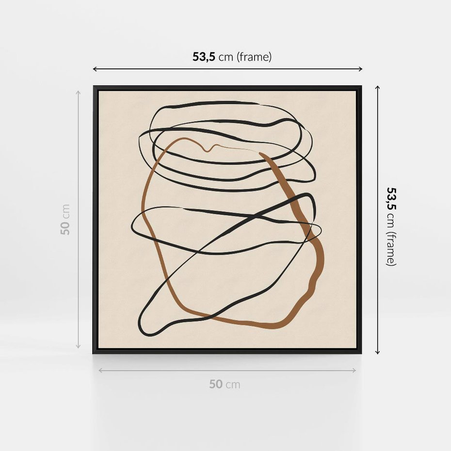 Obraz w ramie 50x50 - Bezczasowe Kontury - abstrakcyjne linie, zaplątane - rama czarna