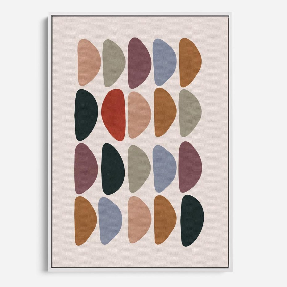 Obraz w ramie 80x120 - Granice Boho - abstrakcyjny obraz, geometryczna kompozycja - rama biała